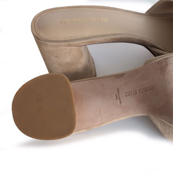 VERONICA BEARD Sandals Womens Size 8 Tan Suede Dali Slip on Heels - Picture 6 of 7